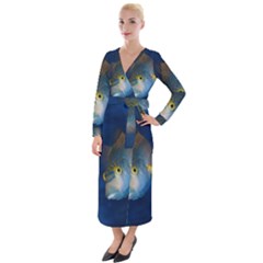 Fish Blue Animal Water Nature Velvet Maxi Wrap Dress by Amaryn4rt