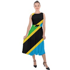 Flag Of Tanzania Midi Tie-back Chiffon Dress by Amaryn4rt