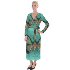 Butterfly Background Vintage Old Grunge Velvet Maxi Wrap Dress by Amaryn4rt