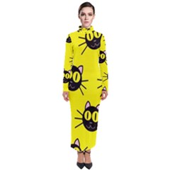 Cats Heads Pattern Design Turtleneck Maxi Dress by Amaryn4rt