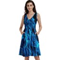 Digitally Created Blue Flames Of Fire Sleeveless V-neck skater dress View1