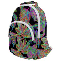 Autumn Pattern Dried Leaves Rounded Multi Pocket Backpack by Simbadda