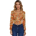 Oranges Background Texture Pattern Long Sleeve V-Neck Top View1