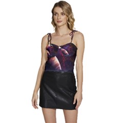 Clouds Fantasy Space Landscape Colorful Planet Flowy Camisole Tie Up Top by Ravend