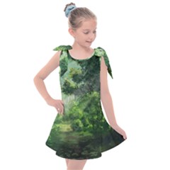 Anime Green Forest Jungle Nature Landscape Kids  Tie Up Tunic Dress by Ravend