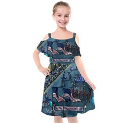 July 4th Parade Independence Day Kids  Cut Out Shoulders Chiffon Dress by Ravend