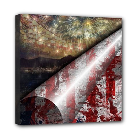 Independence Day Background Abstract Grunge American Flag Mini Canvas 8  X 8  (stretched) by Ravend