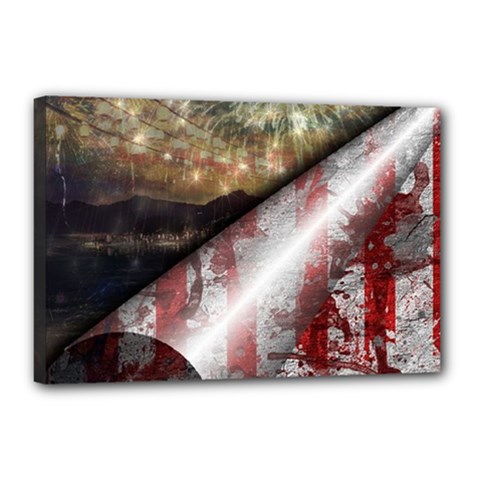 Independence Day Background Abstract Grunge American Flag Canvas 18  X 12  (stretched) by Ravend