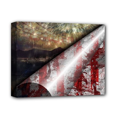 Independence Day Background Abstract Grunge American Flag Deluxe Canvas 14  X 11  (stretched) by Ravend