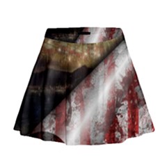 Independence Day Background Abstract Grunge American Flag Mini Flare Skirt by Ravend