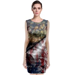 Independence Day Background Abstract Grunge American Flag Sleeveless Velvet Midi Dress by Ravend