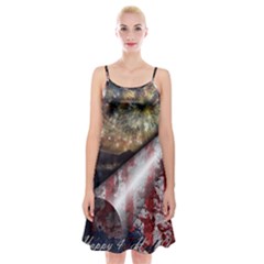 Independence Day Background Abstract Grunge American Flag Spaghetti Strap Velvet Dress by Ravend