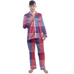 American Flag Patriot Red White Men s Long Sleeve Satin Pajamas Set by Celenk