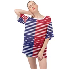 American Flag Patriot Red White Oversized Chiffon Top by Celenk