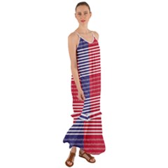 American Flag Patriot Red White Cami Maxi Ruffle Chiffon Dress by Celenk