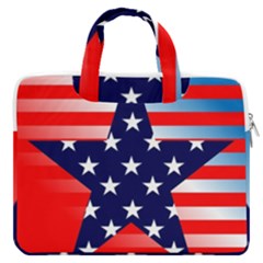 Patriotic American Usa Design Red Macbook Pro 16  Double Pocket Laptop Bag  by Celenk