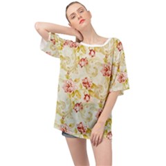 Background Pattern Flower Spring Oversized Chiffon Top by Celenk