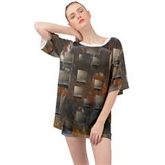 Background Metal Pattern Texture Oversized Chiffon Top by Celenk