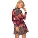 Flowers Pattern Long Sleeve Velour Longline Dress View3