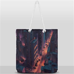 Abstract Landscape Landmark Town City Cityscape Full Print Rope Handle Tote (large) by Vaneshop