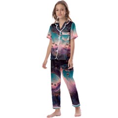 Crystal Ball Glass Sphere Lens Ball Kids  Satin Short Sleeve Pajamas Set by Vaneshop