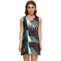 Colorful Peacock Bird Feathers Tiered Sleeveless Mini Dress View1