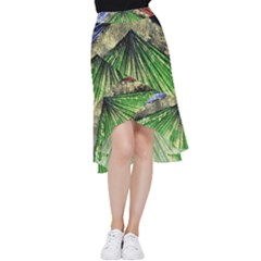 Acrylic Abstract Art Design  Frill Hi Low Chiffon Skirt by Rbudhiya