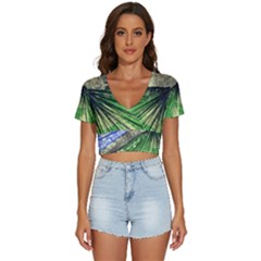 Acrylic Abstract Art Design  V-neck Crop Top by Rbudhiya