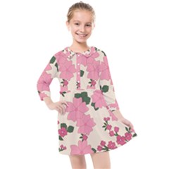 Floral Vintage Flowers Kids  Quarter Sleeve Shirt Dress by Dutashop