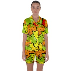 Fruit Food Wallpaper Satin Short Sleeve Pajamas Set by Dutashop