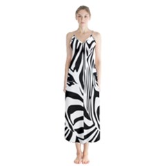 Animal Cute Pattern Art Zebra Button Up Chiffon Maxi Dress by Amaryn4rt