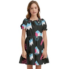Memphis Design Seamless Pattern Kids  Puff Sleeved Dress by uniart180623