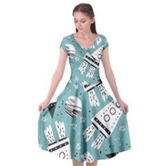 Cute-seamless-pattern-with-rocket-planets-stars Cap Sleeve Wrap Front Dress by uniart180623