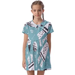 Cute-seamless-pattern-with-rocket-planets-stars Kids  Asymmetric Collar Dress by uniart180623