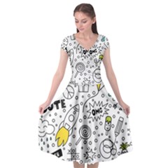 Set-cute-colorful-doodle-hand-drawing Cap Sleeve Wrap Front Dress by uniart180623