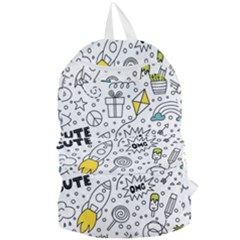 Set-cute-colorful-doodle-hand-drawing Foldable Lightweight Backpack by uniart180623