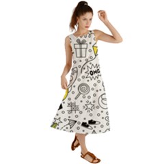 Set-cute-colorful-doodle-hand-drawing Summer Maxi Dress by uniart180623