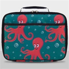 Cute-smiling-red-octopus-swimming-underwater Full Print Lunch Bag by uniart180623