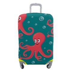 Cute-smiling-red-octopus-swimming-underwater Luggage Cover (small) by uniart180623