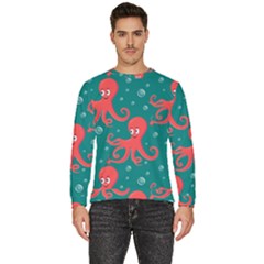 Cute-smiling-red-octopus-swimming-underwater Men s Fleece Sweatshirt by uniart180623