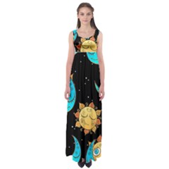 Seamless-pattern-with-sun-moon-children Empire Waist Maxi Dress by uniart180623