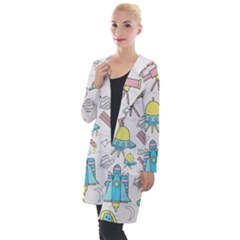 Cute-seamless-pattern-with-space Hooded Pocket Cardigan by uniart180623