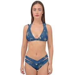 Seamless-galaxy-pattern Double Strap Halter Bikini Set by uniart180623