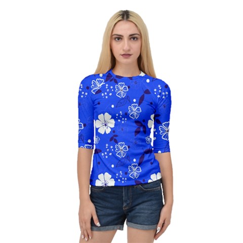 Blooming-seamless-pattern-blue-colors Quarter Sleeve Raglan Tee by uniart180623