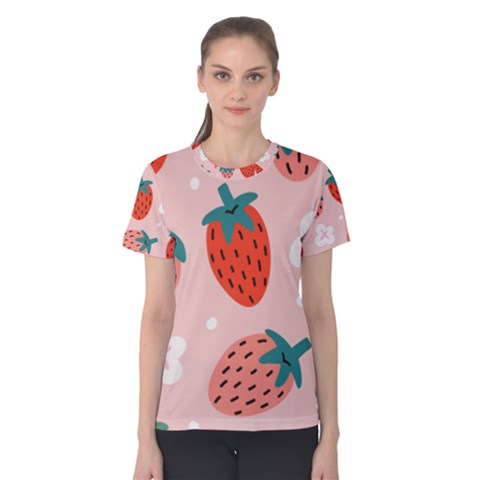 Strawberry-seamless-pattern Women s Cotton Tee by uniart180623