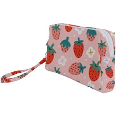 Strawberry-seamless-pattern Wristlet Pouch Bag (small) by uniart180623