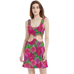 Background-cute-flowers-fuchsia-with-leaves Velour Cutout Dress by uniart180623