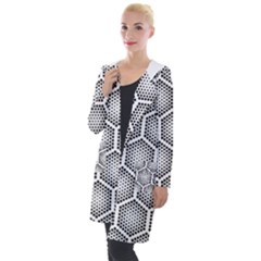 Halftone-tech-hexagons-seamless-pattern Hooded Pocket Cardigan by uniart180623