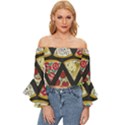 Vector-seamless-pattern-with-italian-pizza-top-view Off Shoulder Flutter Bell Sleeve Top View1