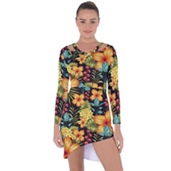 Fabulous-colorful-floral-seamless Asymmetric Cut-out Shift Dress by uniart180623